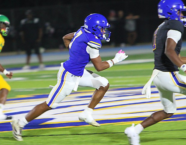 New TFA running back Tamauri Collins, from Tavares, had some nice runs for the Royals in their spring game against DeLand on Friday night. (Chris Hays/Orlando Sentinel)