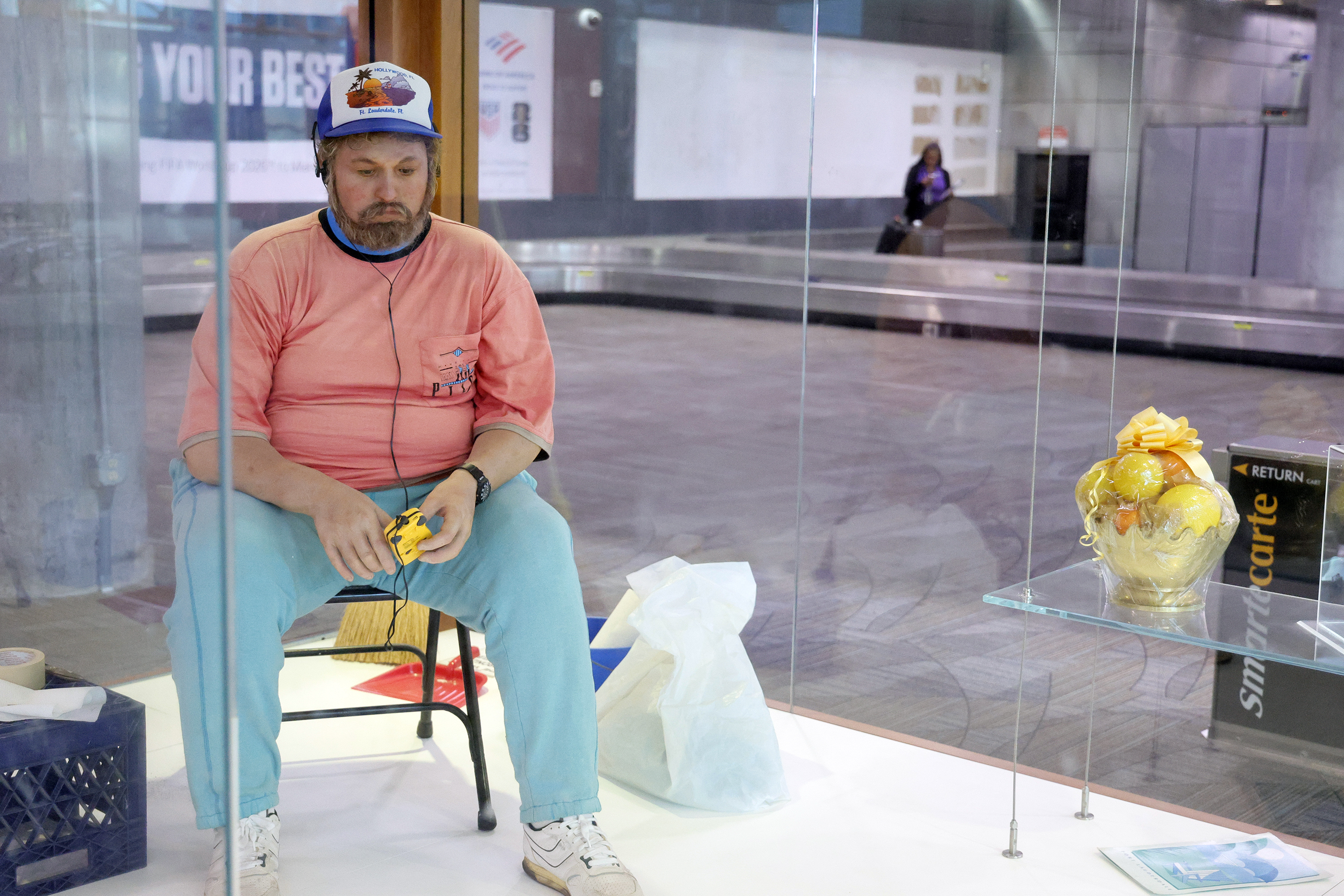 âVendor with Walkman,â by Duane Hanson, is a painted bronze...