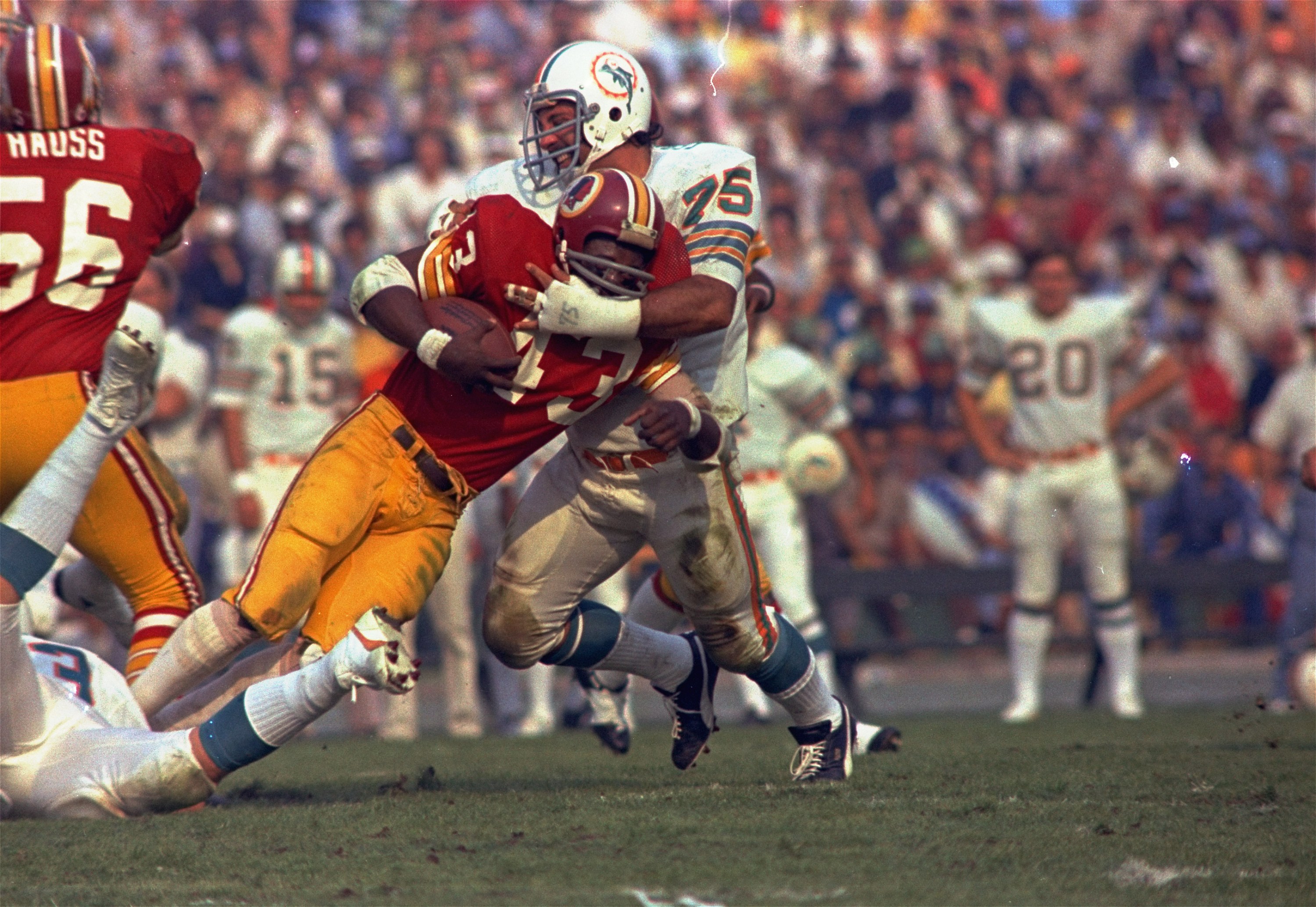 FILE - Washington Redskins running back #43, Larry Brown, is...