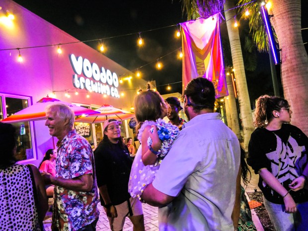 Voodoo Brewing Co. in downtown Oakland Park on Saturday, Aug. 16, 2025, during the Oakland Park ArtWalk. The event filled Main Street with art, food, live entertainment and community spirit from 6 to 9 p.m. Presented in partnership with Art Fusion Galleries, it showcased the work of local artists and featured area restaurants and businesses. (Scott Luxor/Contributor)