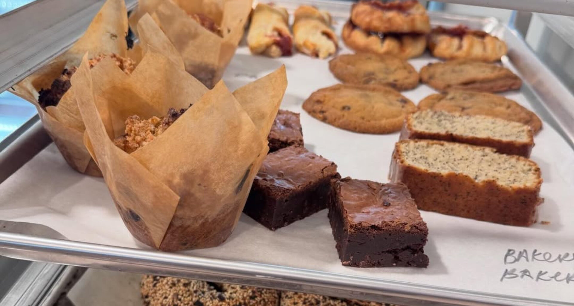 A sheet of baked goods