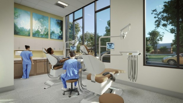 The Coalition for the Homeless unveiled its latest plan to modernize its downtown Orlando shelter capacity, with a new $65 million building resembling a mixed-use apartment in Parramore. The six-story building adds 112 new shelter beds at its Women & Families building as well as 96 bridge-housing beds - nearly doubling its current capacity. Pictured: Healthcare clinic and dental care. (The Coalition for the Homeless)