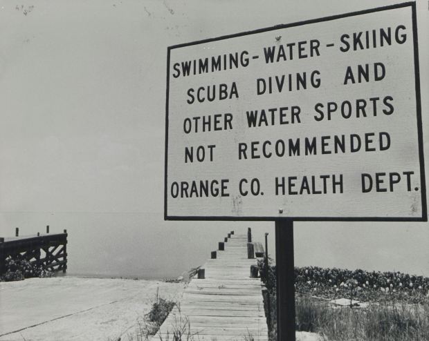 Lake Apopka warning sign at Winter Garden Municipal Boat Ramp in Winter Garden on July 14, 1971. (Orlando Sentinel file)