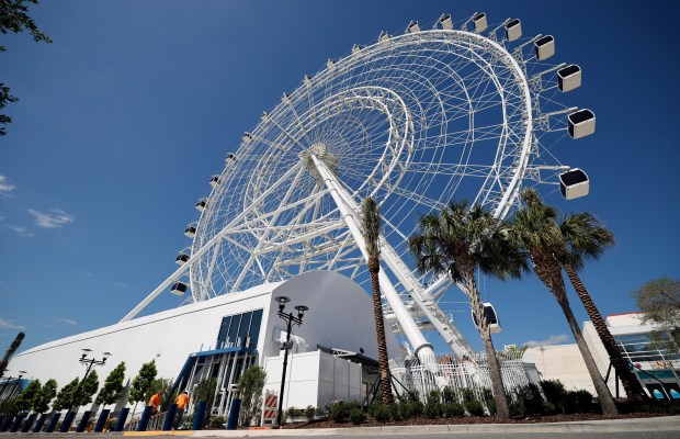 The new Blue Man Theater, next to the Orlando Eye at Icon Park, on Thursday, April 16, 2026. Blue Man Group shows are scheduled to start on May 1, 2026, at ICON Park. (Ricardo Ramirez Buxeda/ Orlando Sentinel)