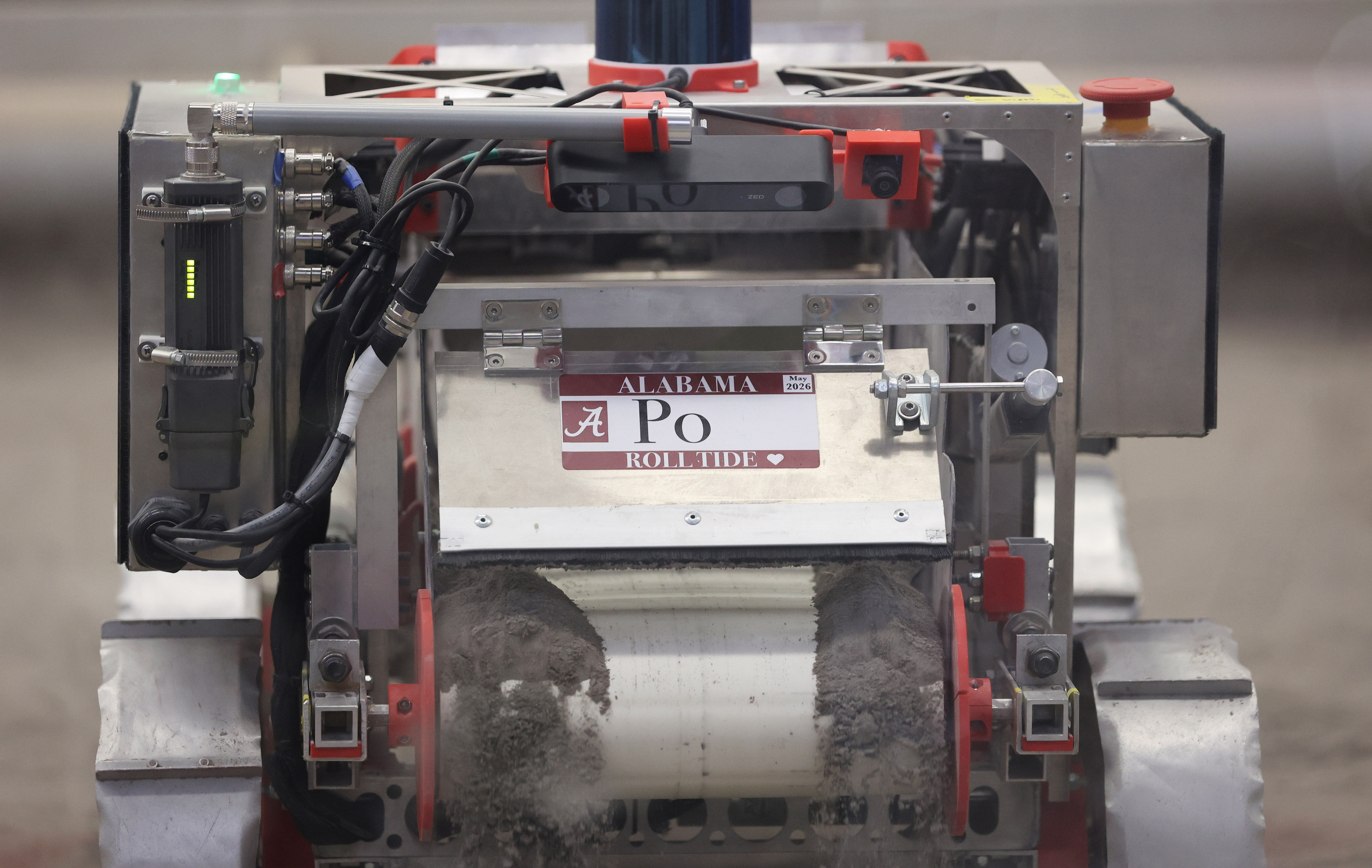 The University of Alabama robot makes a berm during the...