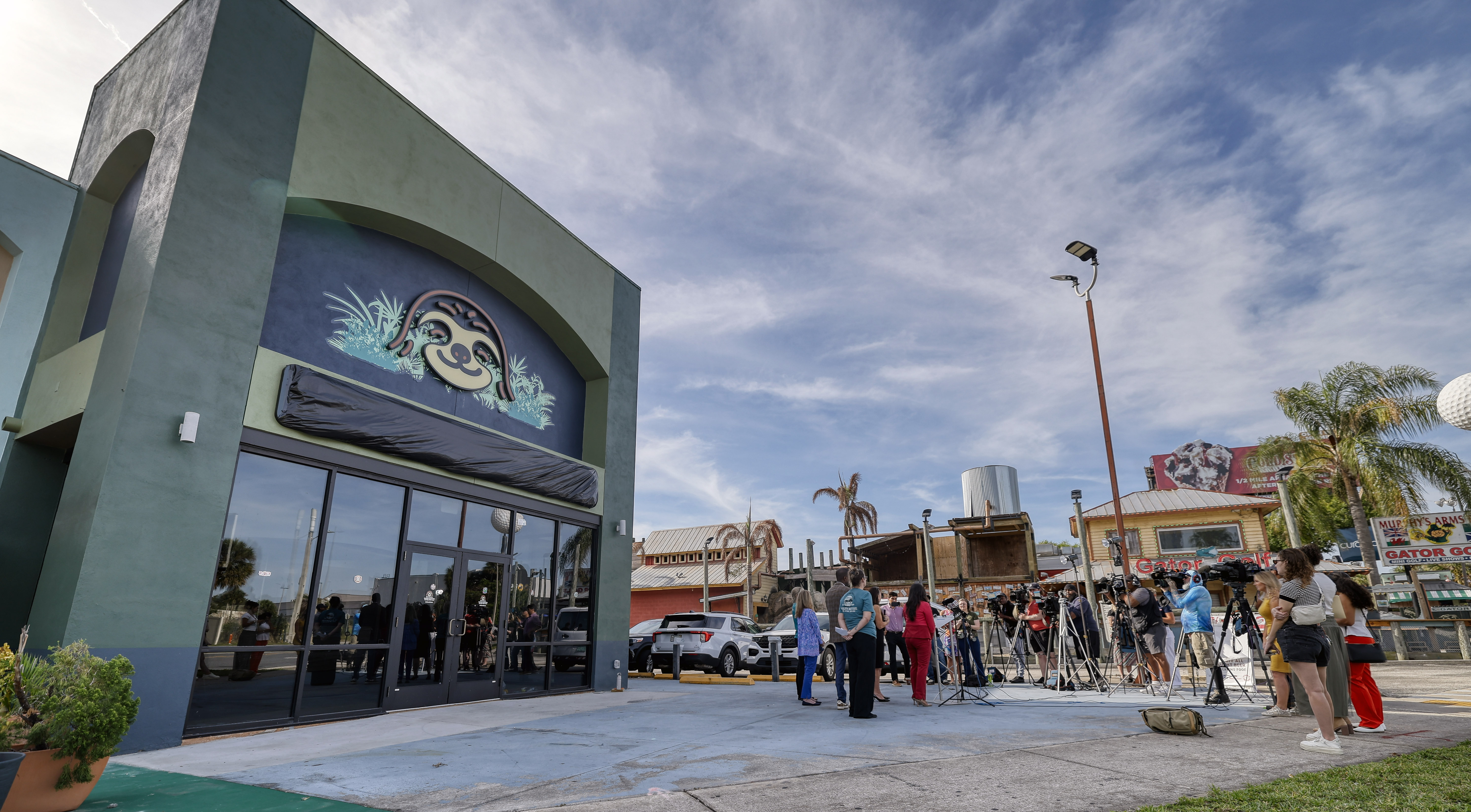 Press conference outside the location for Sloth World on International...