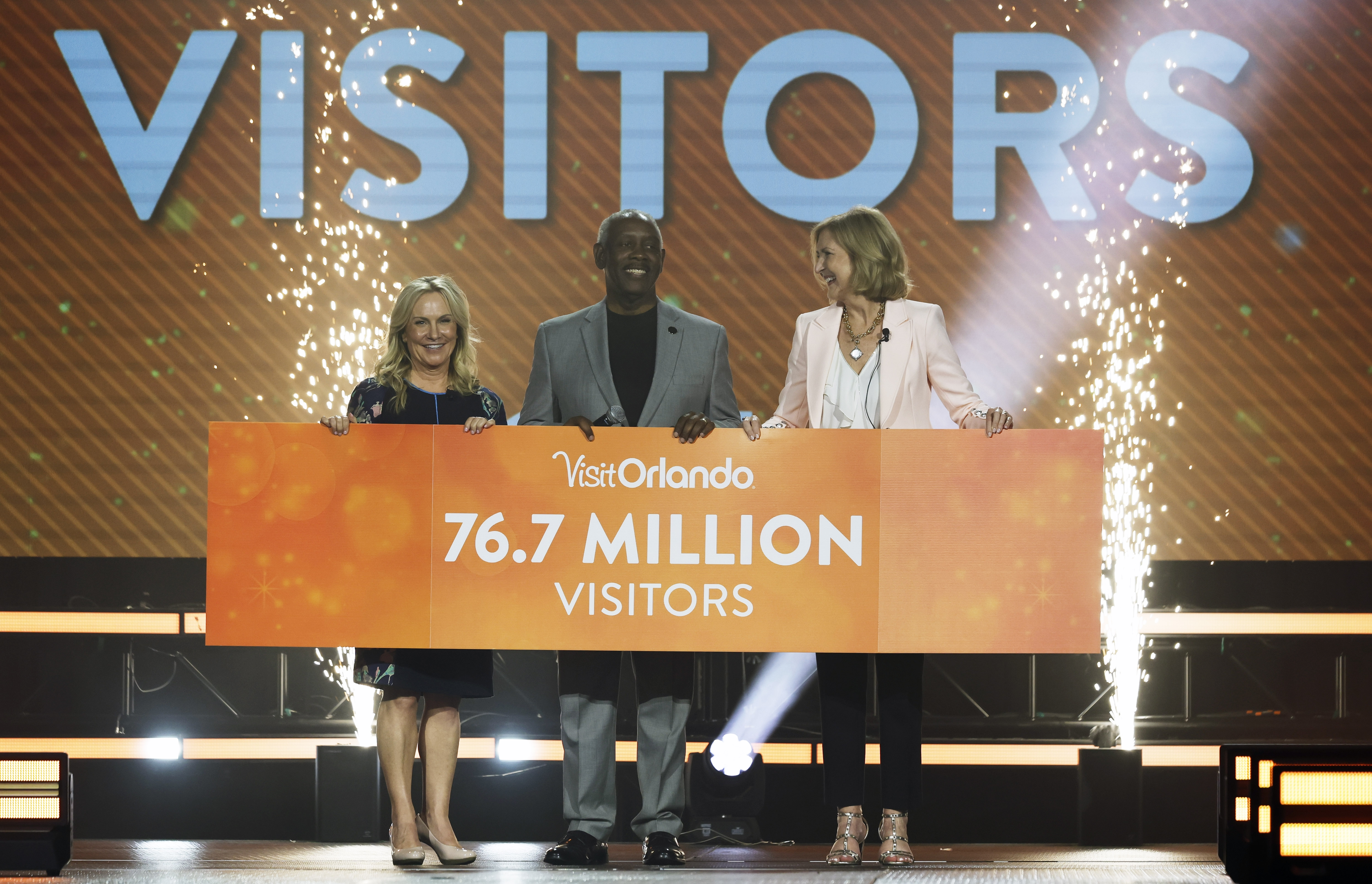 From left, Visit Orlando President and CEO Casandra Matej, Orange...
