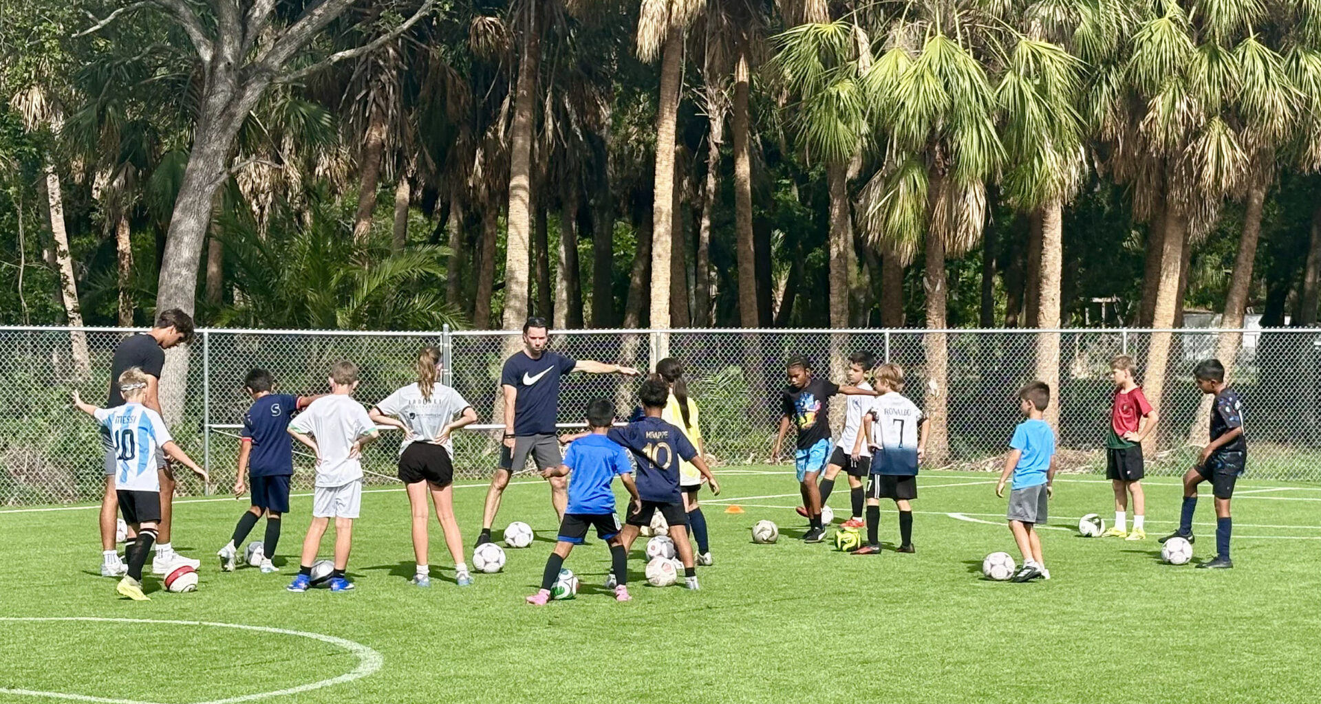 People on a soccer field