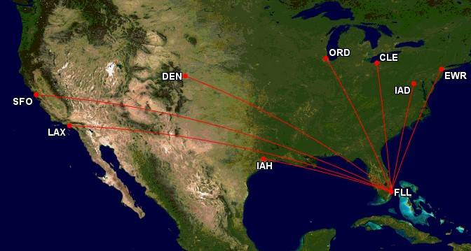 UA routes from Fort Lauderdale