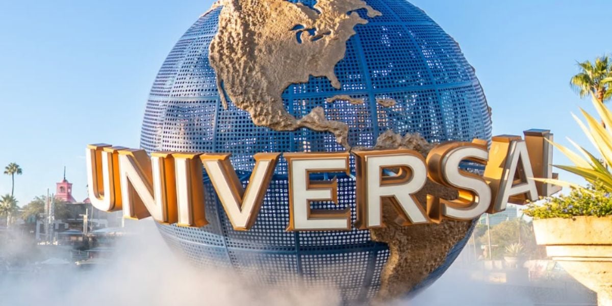 close up of universal orlando's spinning globe