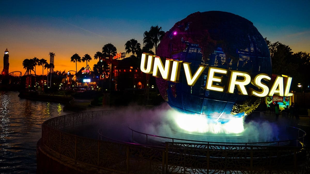 Sunset over Universal Studios Resort in Orlando, Florida