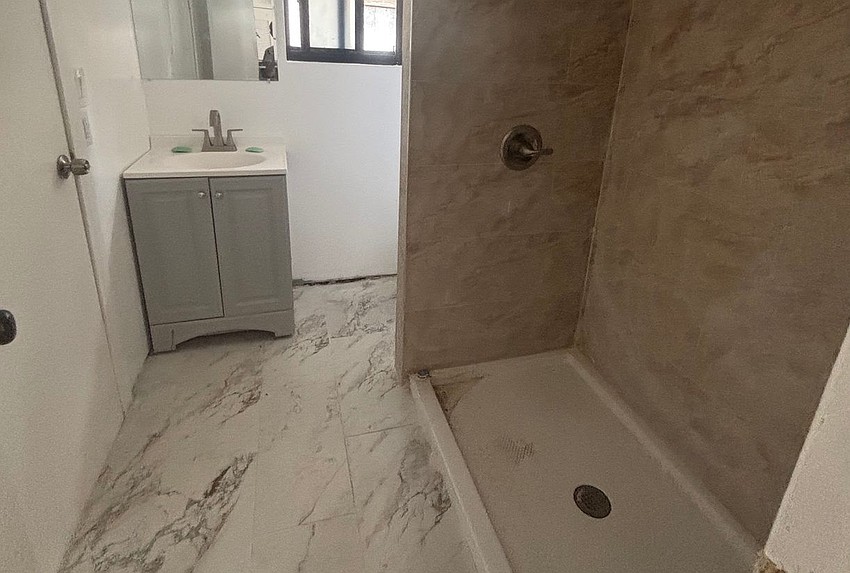 A photo of Carlton Mallard's home east Tampa bathroom after renovations.