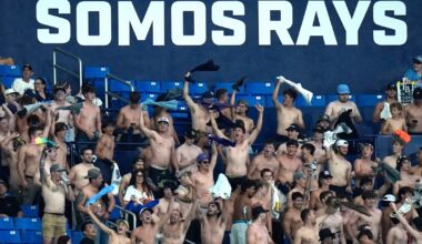 Shirtless fans cheer at MLB stadiums as "Tarps Off" trend sweeps baseball world