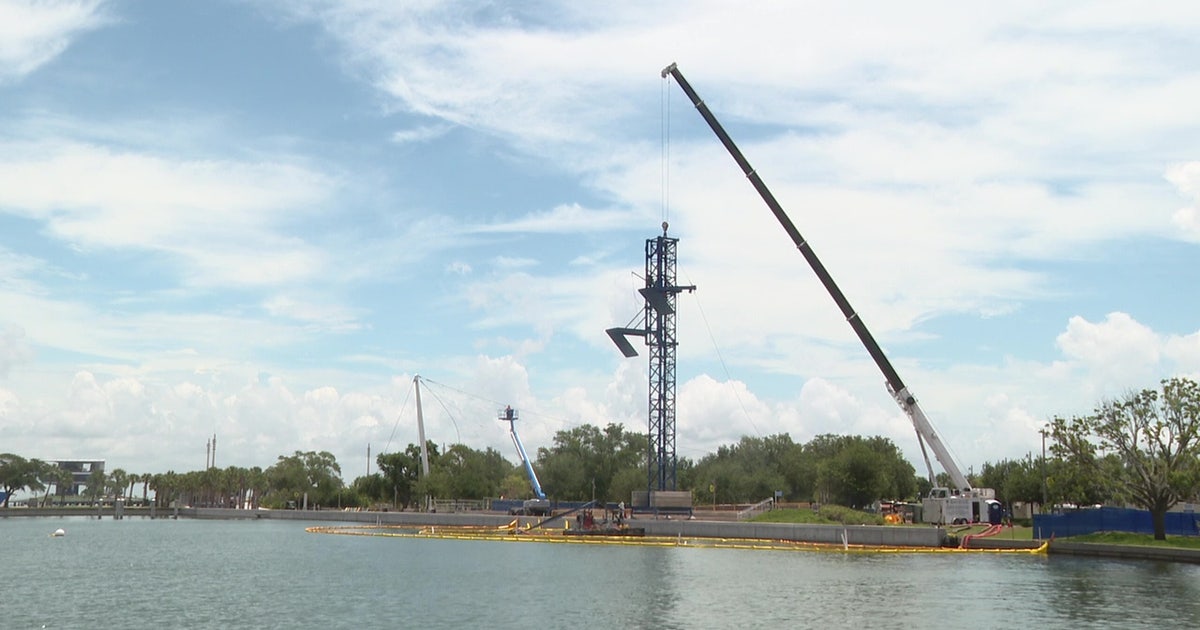 Massive 103-foot dive tower installed on St. Pete Pier ahead of Red Bull Cliff Diving World Series