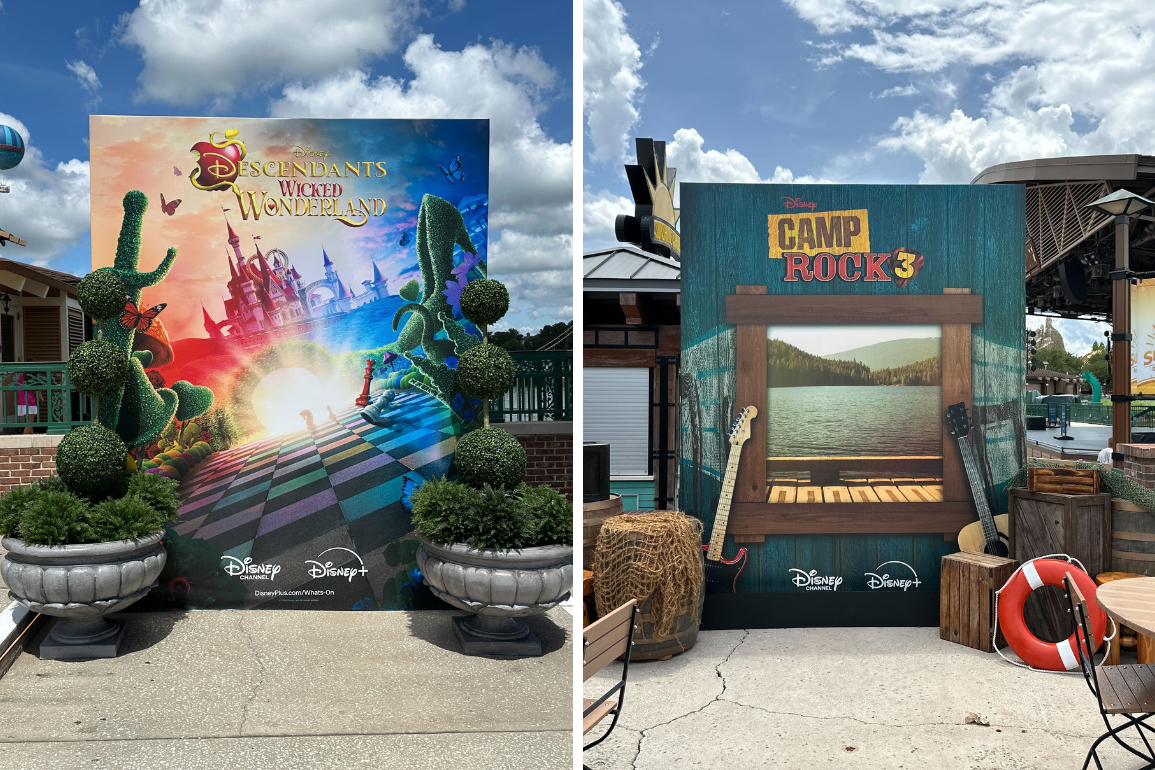 Descendants: Wicked Wonderland and Camp Rock 3 photo ops installed at Disney Springs.