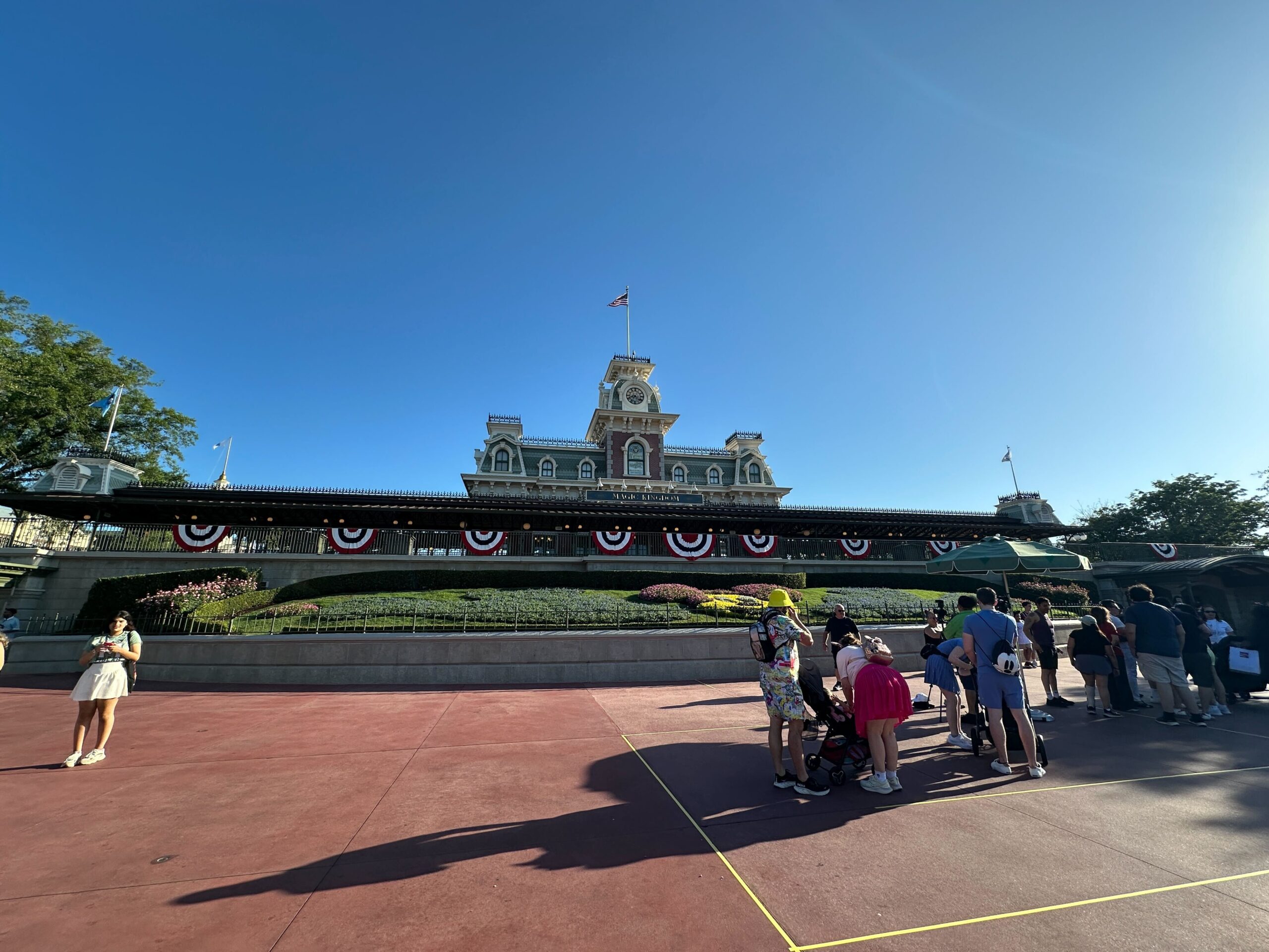 Disney has started decorating Magic Kingdom with patriotic bunting ahead of Memorial Day and Independence Day.