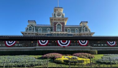 Disney has started decorating Magic Kingdom with patriotic bunting ahead of Memorial Day and Independence Day.