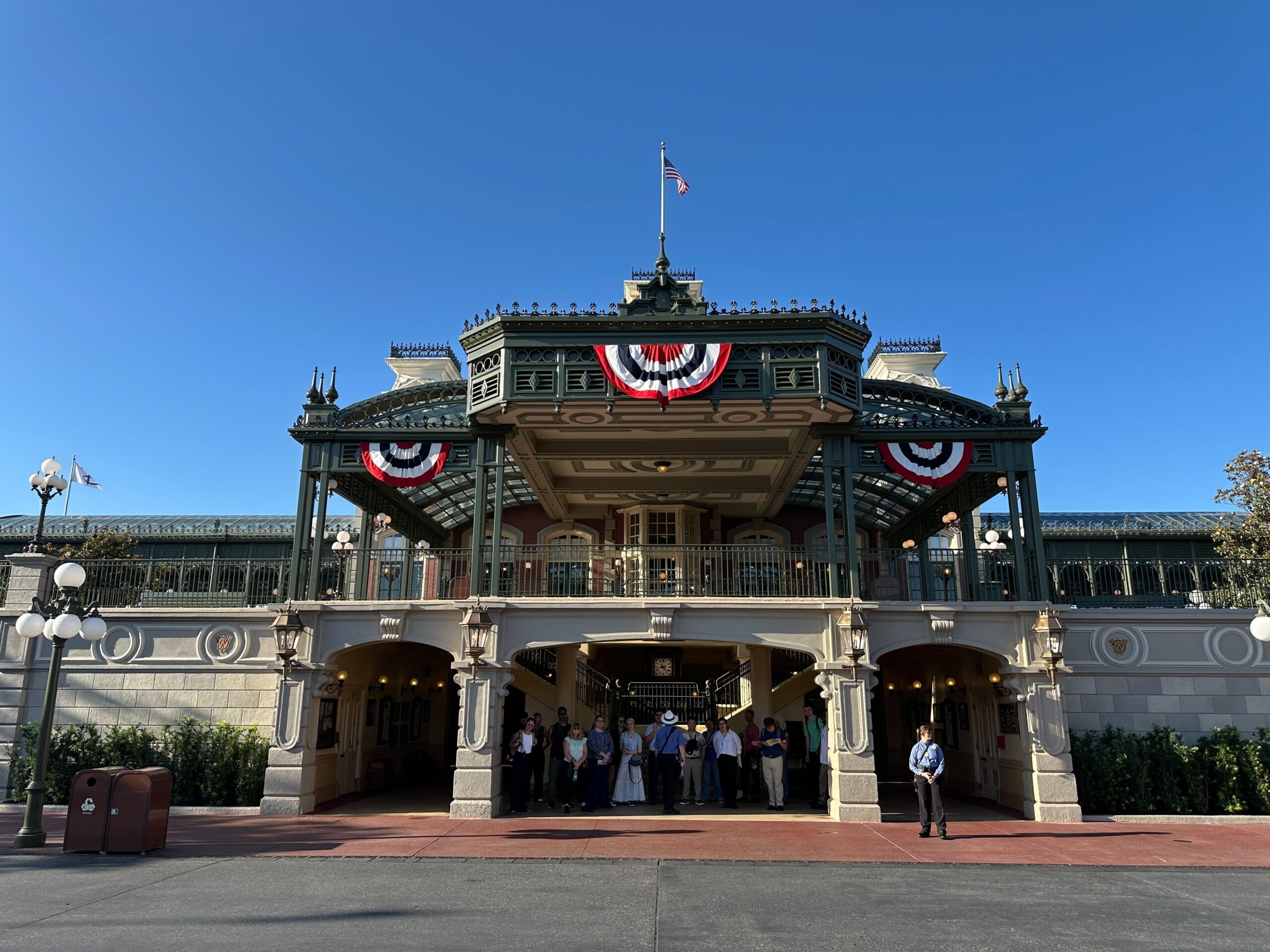 Disney has started decorating Magic Kingdom with patriotic bunting ahead of Memorial Day and Independence Day.