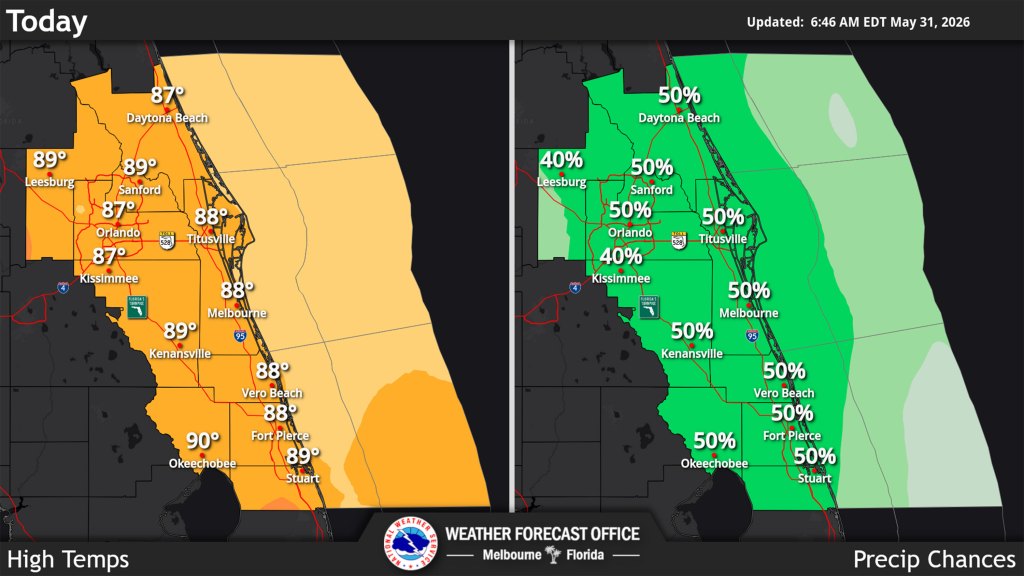 Warming, humid day building with chance of thunderstorms in Central Florida on Sunday – Orlando Sentinel