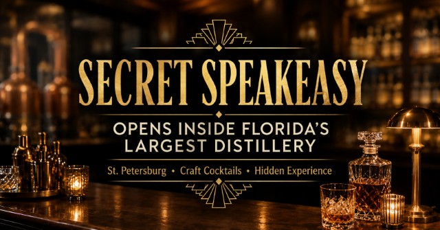 New Speakeasy Hidden Inside Florida’s Largest Distillery Opens in St. Petersburg
