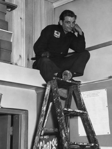 Sam working inside the New Hyde Park gas station in 1946