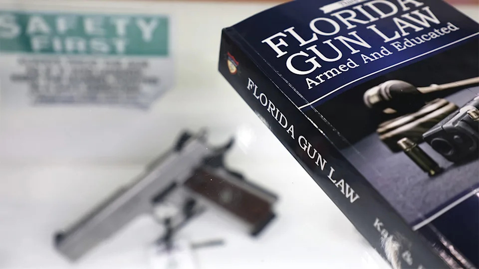 A Florida gun law book displayed at Top Shottas Guns and Tactical Supply store in Fort Lauderdale