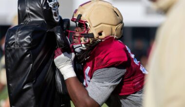 The Florida State Seminoles football team practice for the upcoming season Thursday, April 9, 2026.