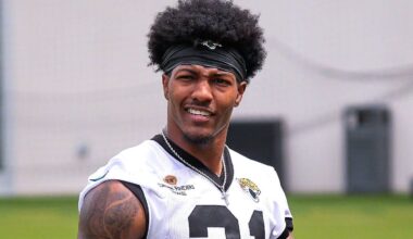 Jaguars corner back Christian Braswell (21) walks off the field after the Jaguars held their fourth OTA of the year, Monday June 1, 2026 at the Miller Electric Center in Jacksonville, Fla.