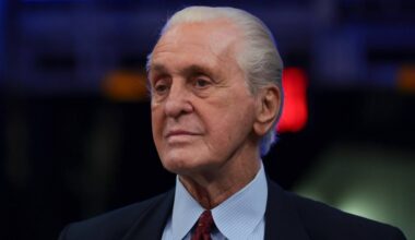 Miami Heat president Pat Riley looks on after the game against the Boston Celtics at Kaseya Center on Apr 1, 2026.