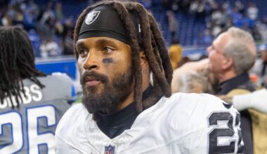 Oct 30, 2023; Detroit, Michigan, USA; Las Vegas Raiders running back Ameer Abdullah (22) walks off the field after the game against the Detroit Lions at Ford Field.