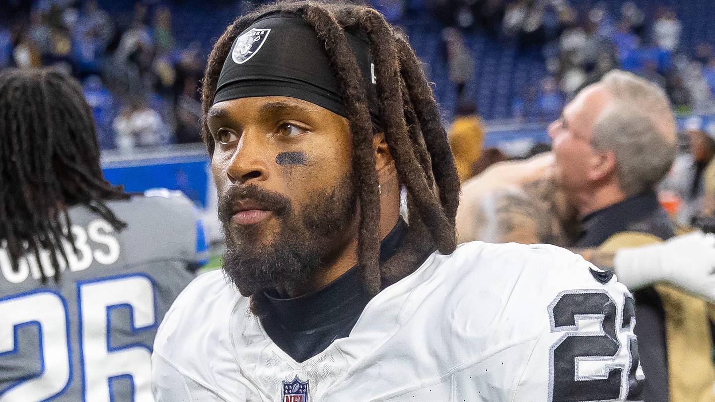 Oct 30, 2023; Detroit, Michigan, USA; Las Vegas Raiders running back Ameer Abdullah (22) walks off the field after the game against the Detroit Lions at Ford Field.