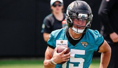 May 10, 2025; Jacksonville, FL, USA; Jacksonville Jaguars wide receiver Chandler Brayboy (15) participates in a drill during rookie minicamp at Miller Electric Center.