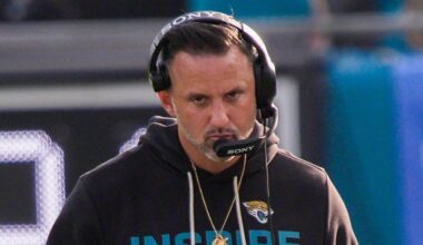 Jacksonville Jaguars defensive coordinator Anthony Campanile walks along the side line during the third quarter during an NFL football game at EverBank Stadium, Sunday, Dec. 14, 2025, in Jacksonville, Fla. The Jaguars defeated the Jets 48-20.