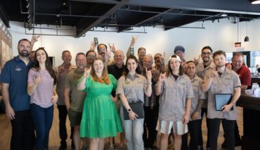 Recent graduates with faculty of brewing arts program.