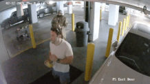 Surveillance footage showed what appears to be Corey Hutterli and Justin Zelin entering the Akoya Condominium on Feb. 12, 2026.