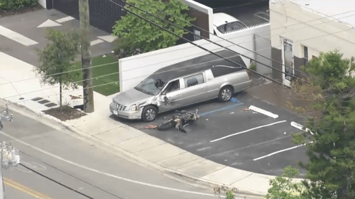 Motorcyclist who crashed into hearse outside NW Miami-Dade mortuary dies, deputies say – NBC 6 South Florida