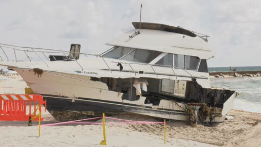 Damaged boat found beached in Bal Harbour; no injuries reported - WSVN 7News | Miami News, Weather, Sports