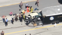 Scene of a crash involving a Florida Highway Patrol vehicle on the Florida's Turnpike in Miami-Dade on June 15, 2026.