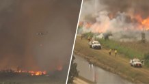 Crews respond by air and by ground to battle brush fires in Miami-Dade on June 17, 2026.