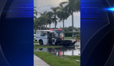 USPS truck goes up in flames in West Miami-Dade - WSVN 7News | Miami News, Weather, Sports