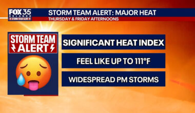 Orlando weather: Heat alert remains in effect as tropical moisture boosts storm chances