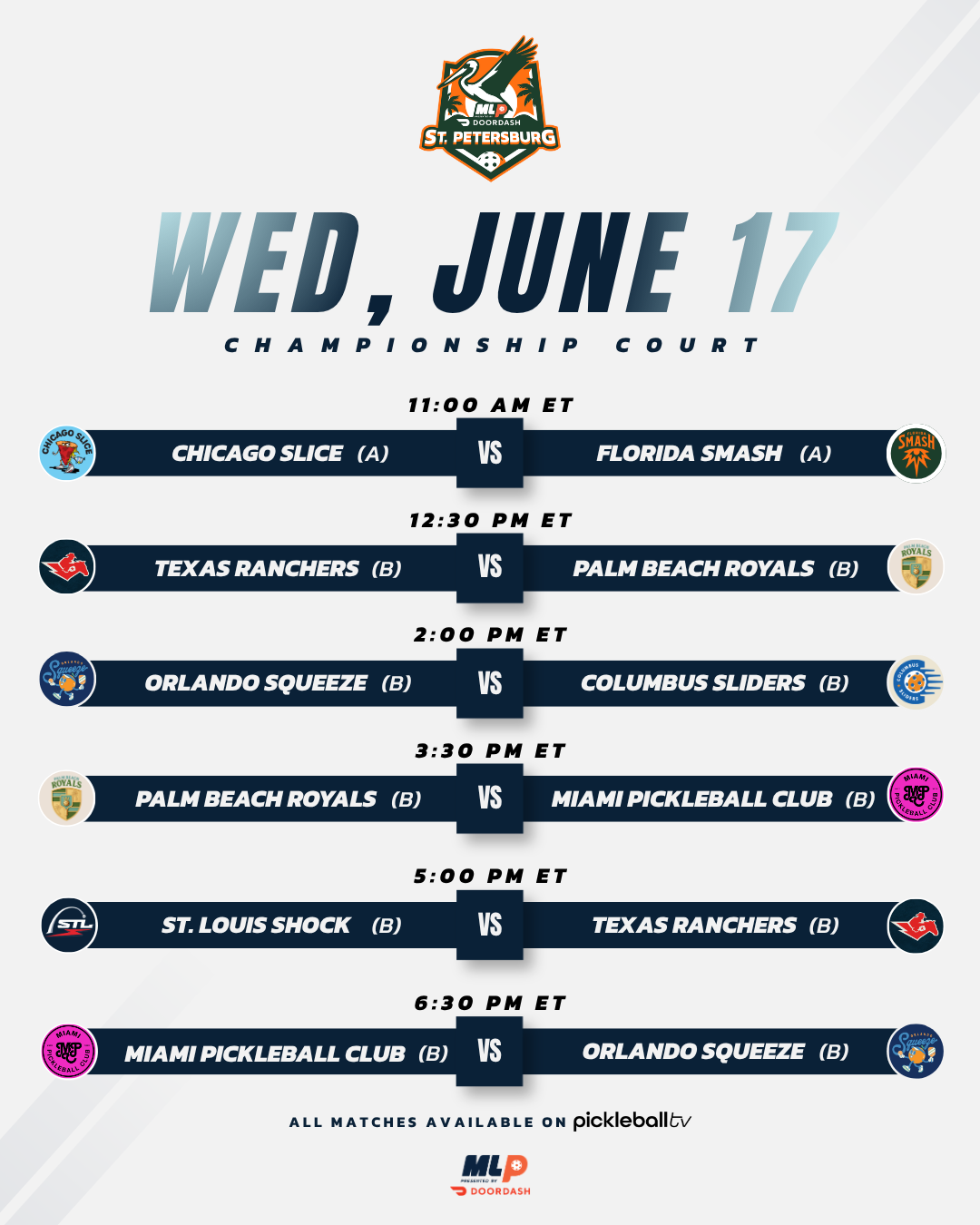 MLP St. Petersburg Wednesday schedule.