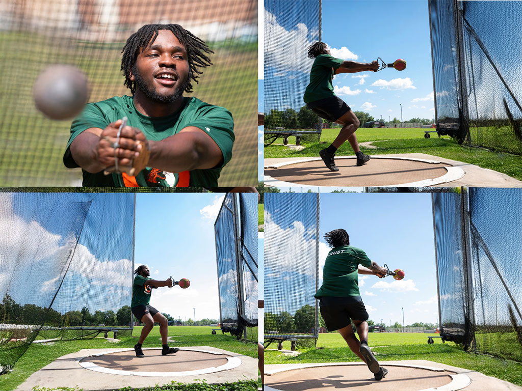 Ezekiel Salama throwing in the circle