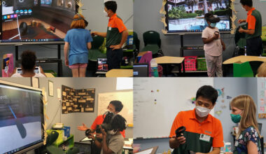 Dr. Park and students experiencing virtual reality.
