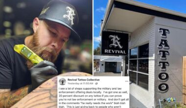 Florida tattoo shop doubles down with anti-military discount after refusing veterans, law enforcement