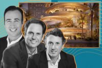 13th Floor Arnaud Karsenti and Key International's Inigo Ardid and Diego Ardid with rendering of 609 Brickell Avenue
