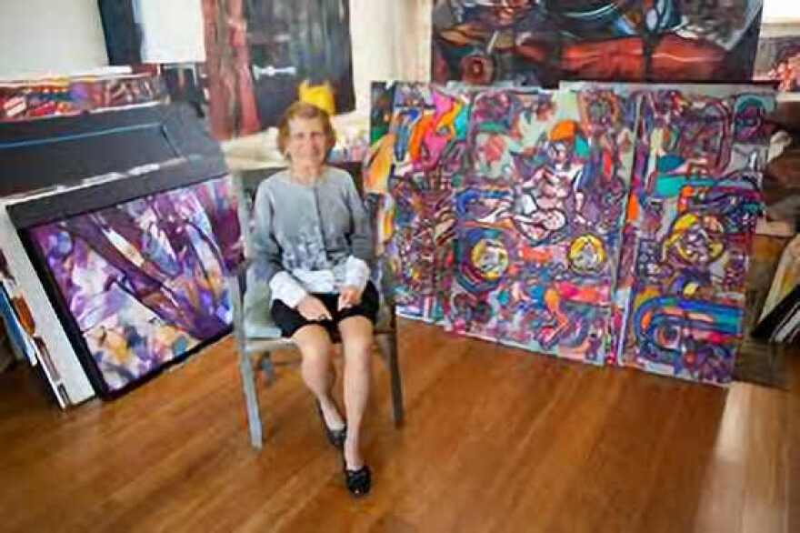 Artist Joan Sonnenberg in her Naples studio.