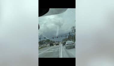 Tropical funnel cloud forms in Melbourne