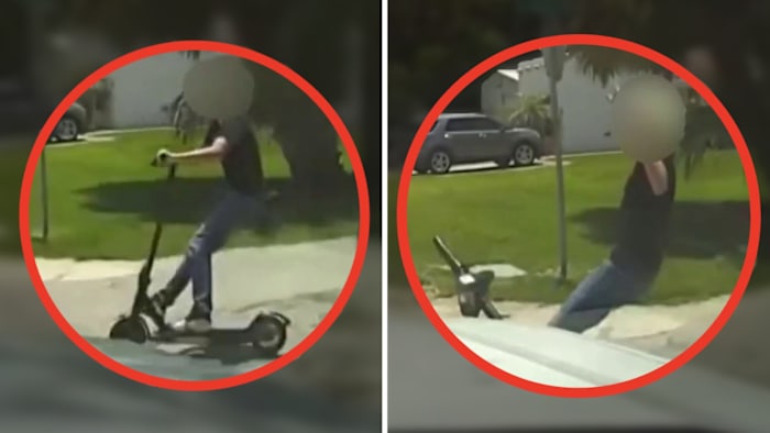 Teen on e-scooter crashes into Florida deputy’s patrol car, video shows