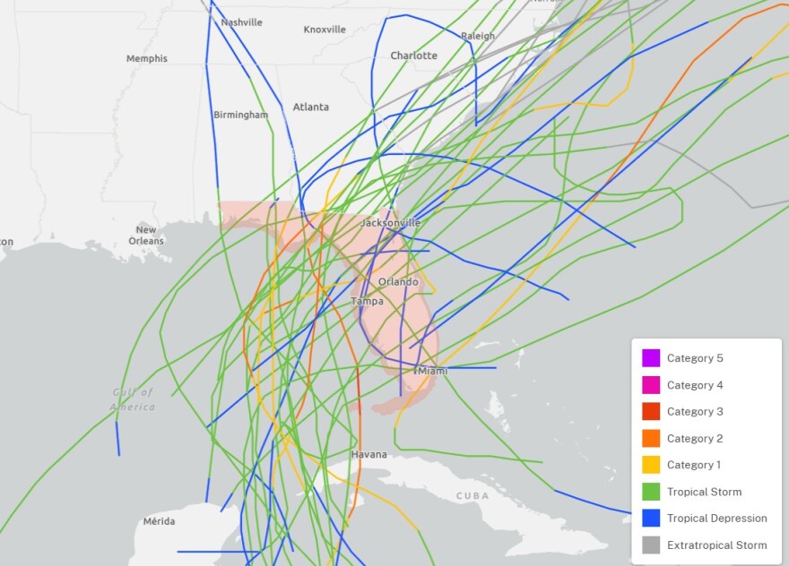Map of June's tropical cyclone impacts across Florida.